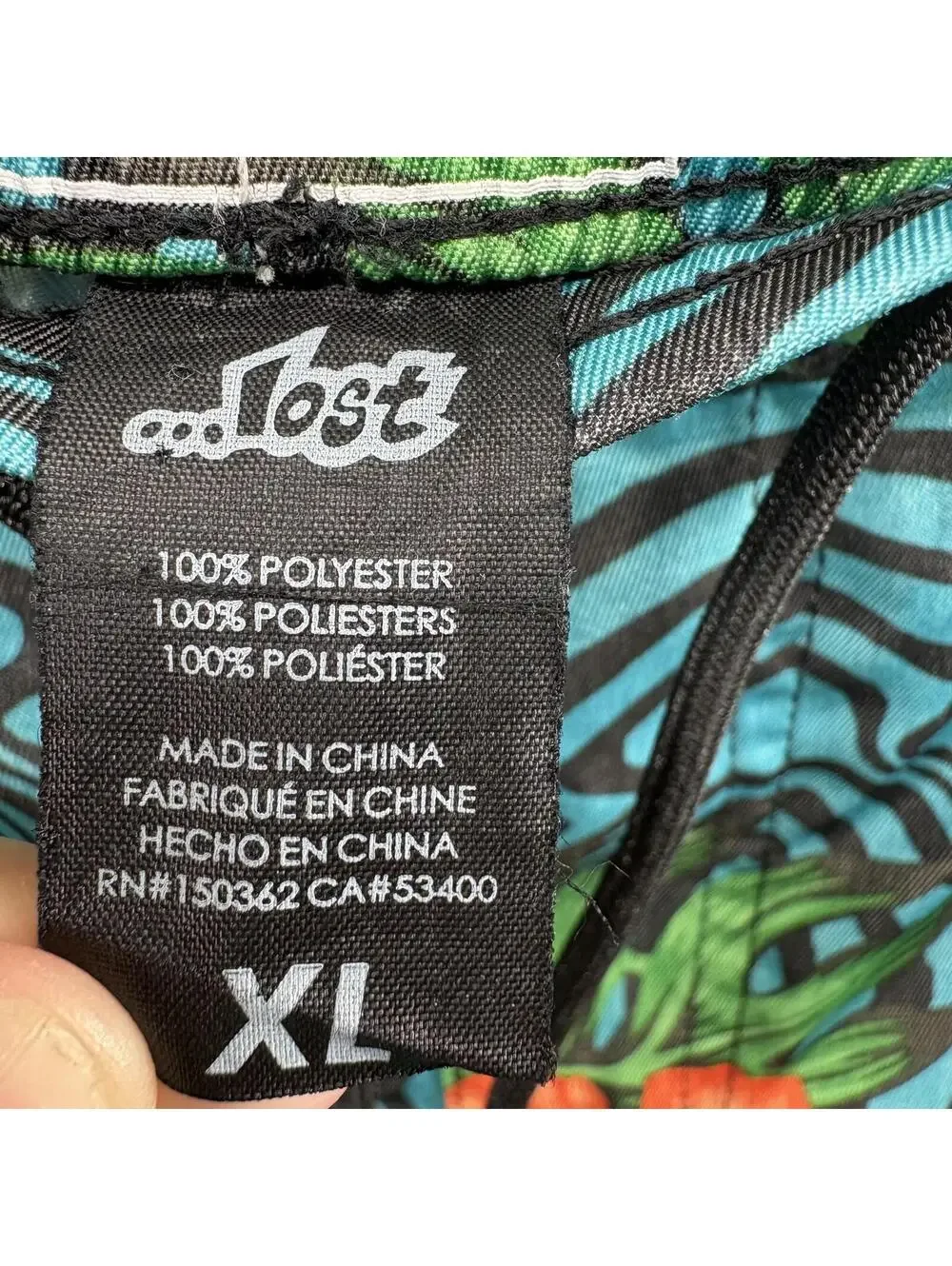 Lost Hawaiian Swim Board Shorts Mens XL Hibiscus Zebra Stripe